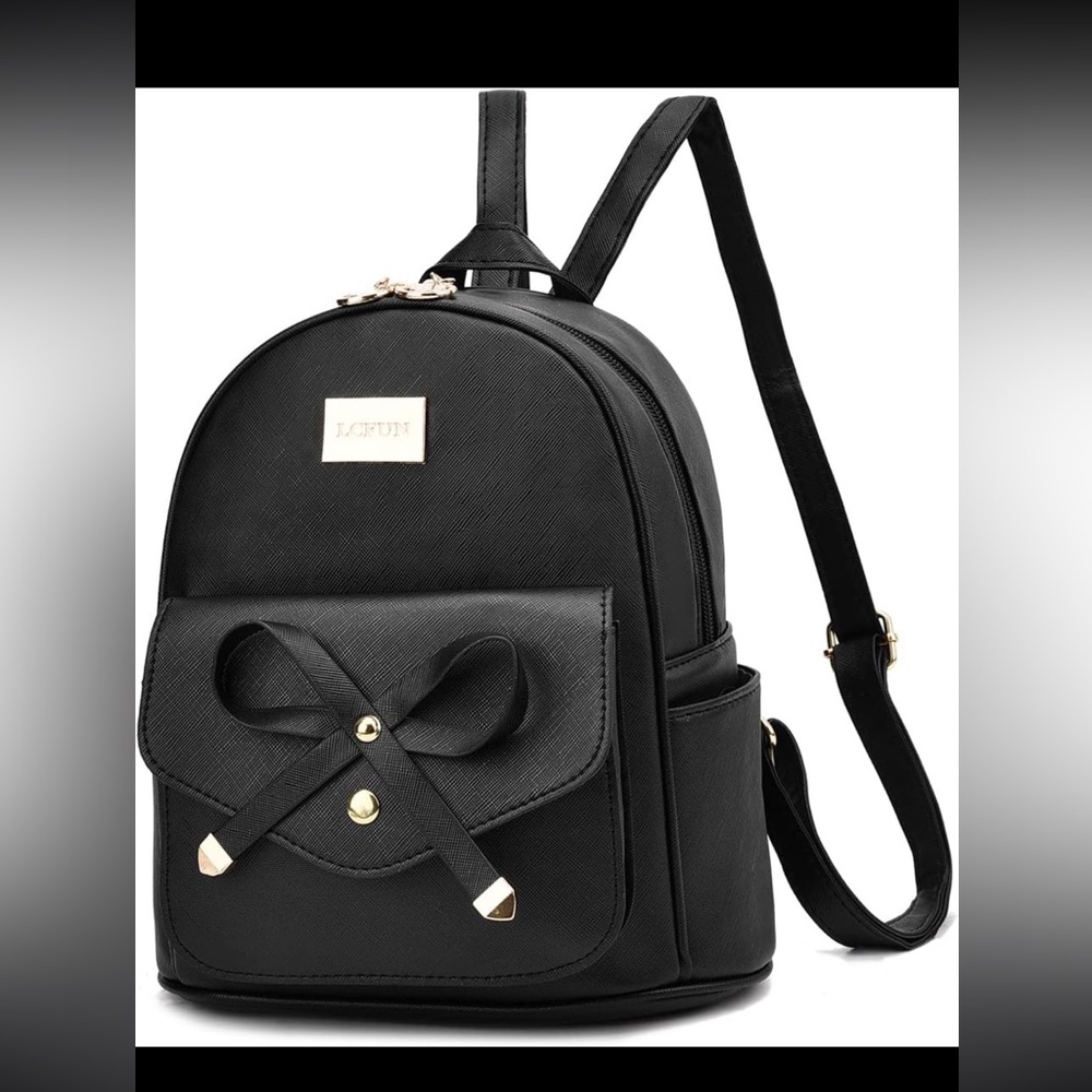 LCFUN Faux Leather Mini Backpack Purse with Bow – (EUC) ❤️